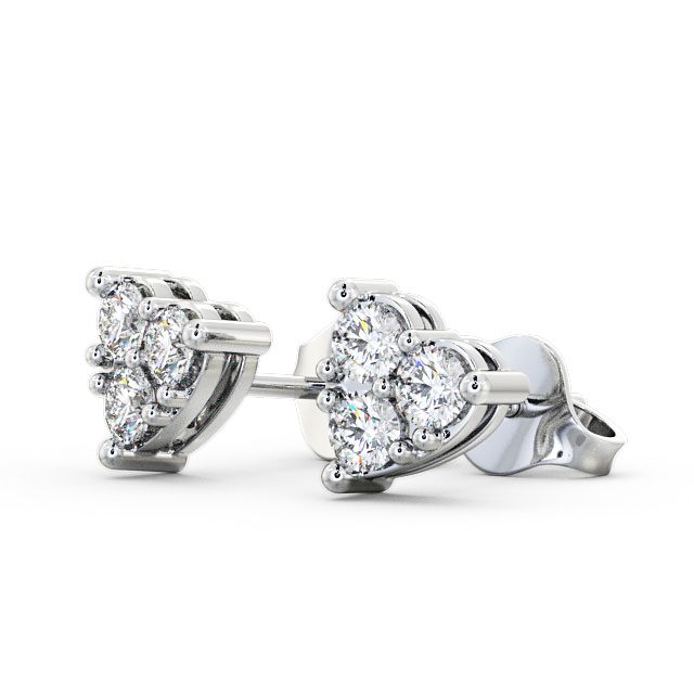 Heart Shaped Cluster Diamond Earrings 18K White Gold - Gelli