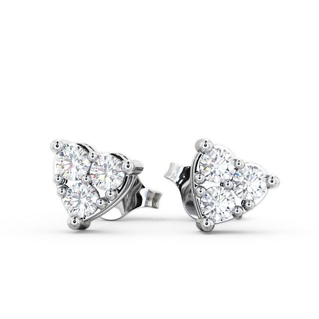 Heart Shaped Cluster Diamond Earrings 9K White Gold - Gelli ERG52_WG_UP