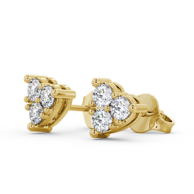 Heart Shaped Cluster Diamond Earrings 9K Yellow Gold - Gelli ERG52_YG_SIDE