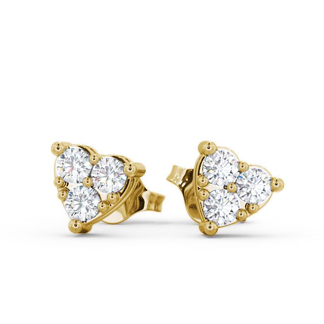 Heart Shaped Cluster Diamond Earrings 9K Yellow Gold - Gelli ERG52_YG_UP