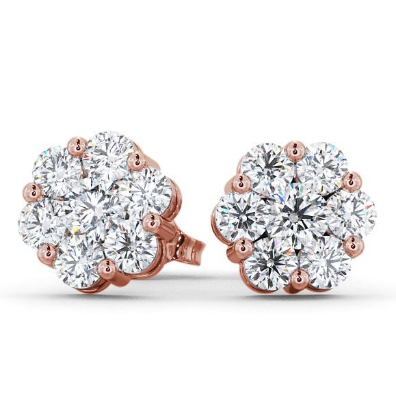  Cluster Round Diamond Earrings 18K Rose Gold - Hele ERG53_RG_THUMB2 