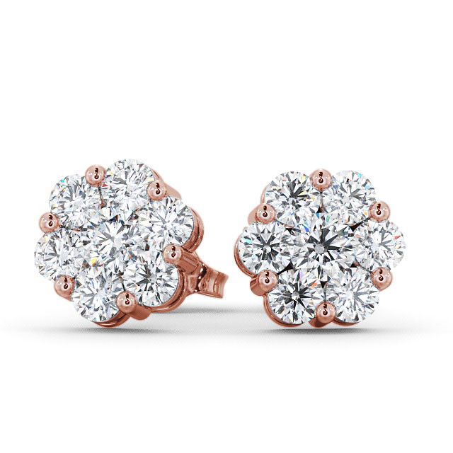 Cluster Round Diamond Earrings 18K Rose Gold - Hele ERG53_RG_UP
