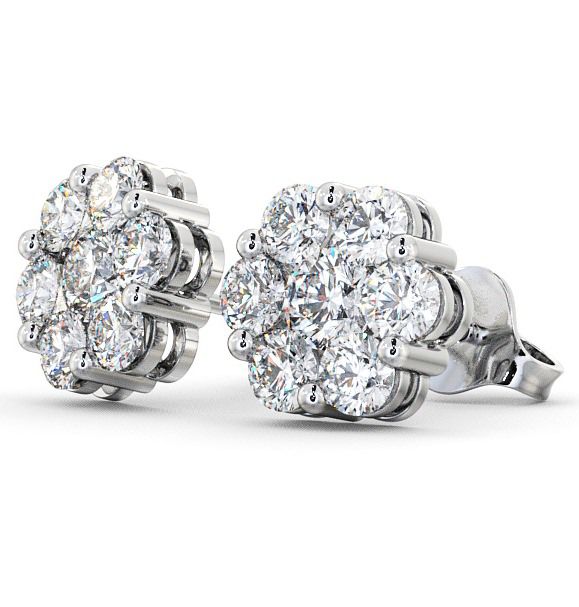 Cluster Round Diamond Earrings 18K White Gold ERG53_WG_THUMB1 