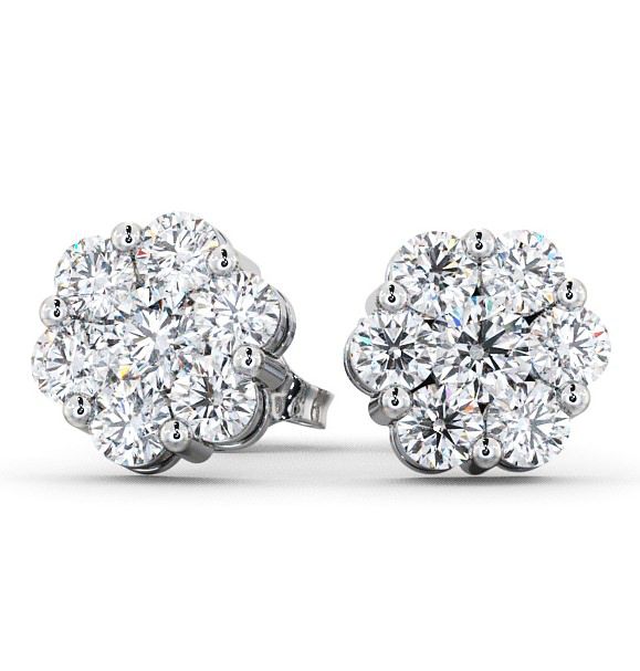  Cluster Round Diamond Earrings 18K White Gold - Hele ERG53_WG_THUMB2 