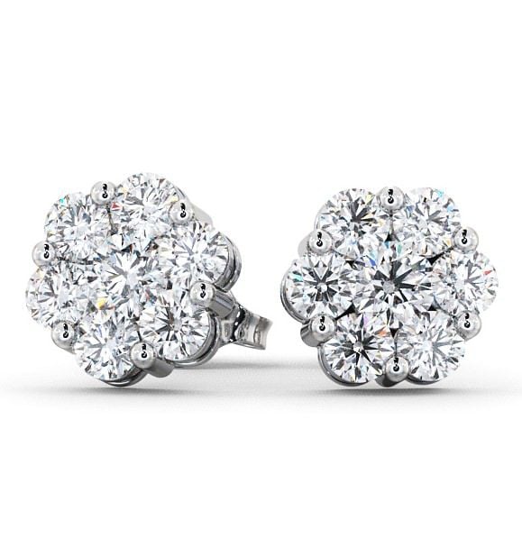 Cluster Round Diamond Earrings 18K White Gold ERG53_WG_THUMB2 