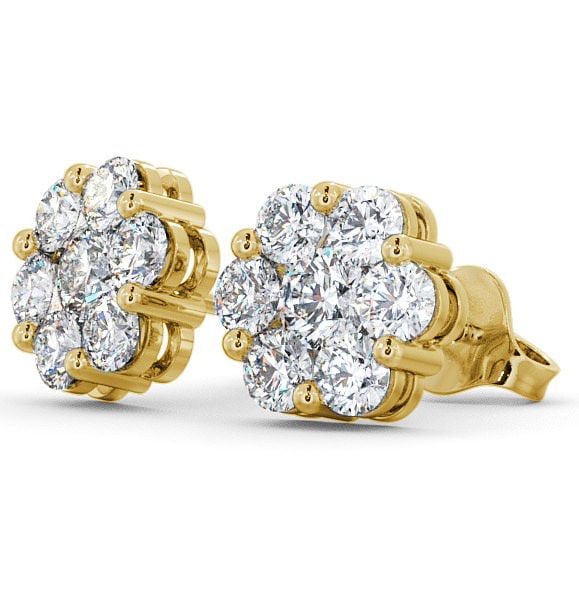 Cluster Round Diamond Earrings 18K Yellow Gold ERG53_YG_THUMB1