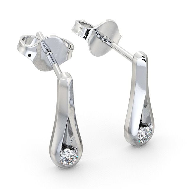 Drop Round Diamond Earrings 9K White Gold - Keevil ERG54_WG_FLAT