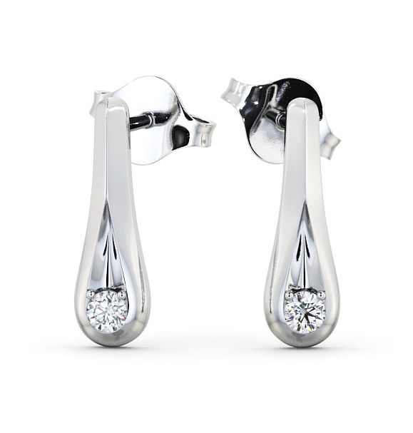  Drop Round Diamond Earrings 18K White Gold - Keevil ERG54_WG_THUMB2 