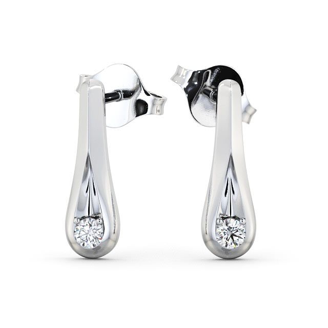 Drop Round Diamond Earrings 18K White Gold - Keevil ERG54_WG_UP
