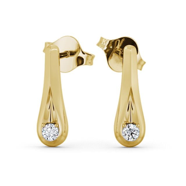 Drop Round Diamond Earrings 9K Yellow Gold - Keevil ERG54_YG_UP