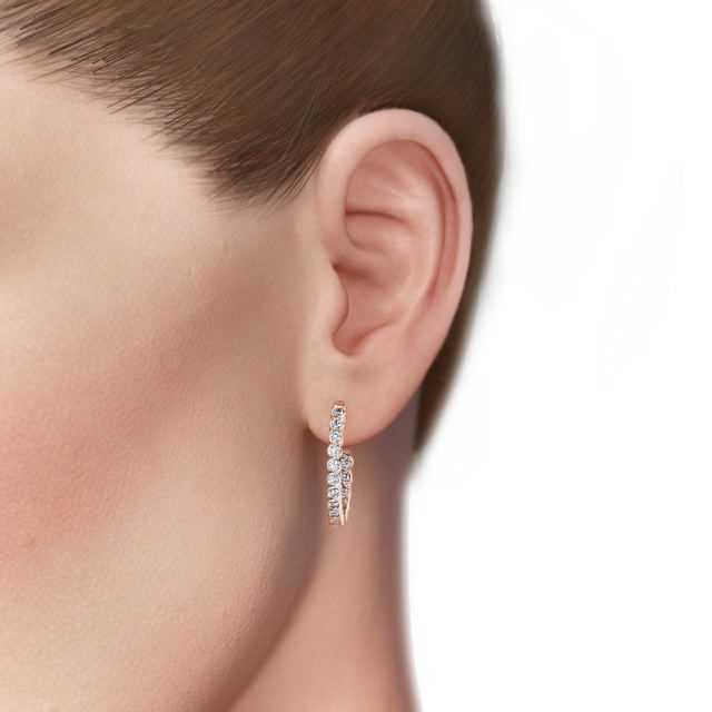 Hoop Round Diamond Earrings 9K Rose Gold - Eden ERG55_RG_EAR