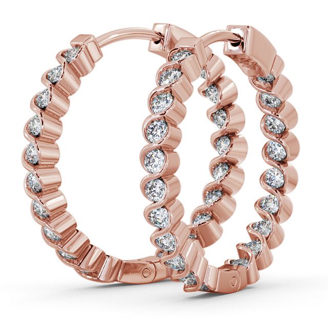 Hoop Round Diamond Earrings 9K Rose Gold - Eden