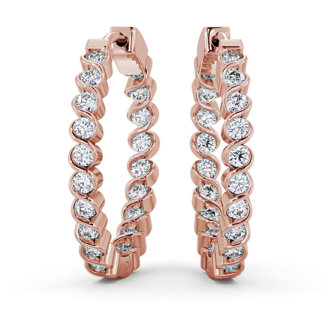  Hoop Round Diamond Earrings 18K Rose Gold - Eden ERG55_RG_THUMB2 