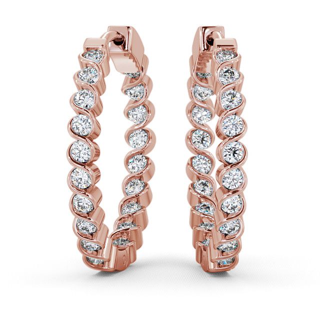 Hoop Round Diamond Earrings 18K Rose Gold - Eden ERG55_RG_UP