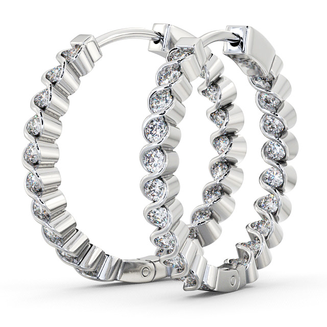 Hoop Round Diamond Earrings 9K White Gold - Eden ERG55_WG_THUMB1
