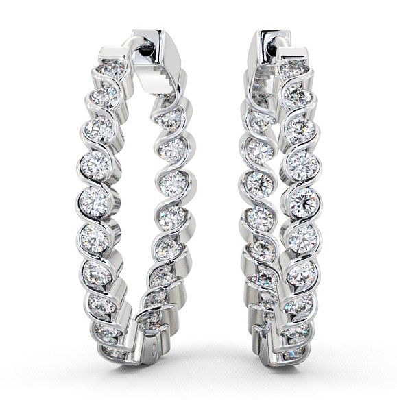 Eden Hoop Earrings Round Diamond Bezel Set ERG55_WG_THUMB2 