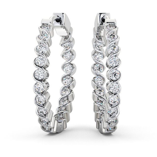 Hoop Round Diamond Earrings 18K White Gold - Eden ERG55_WG_UP