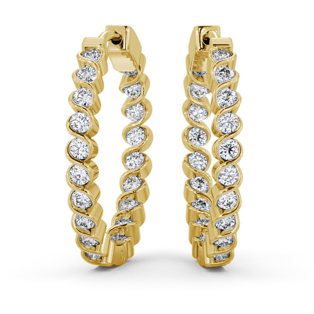  Hoop Round Diamond Earrings 18K Yellow Gold - Eden ERG55_YG_THUMB2 