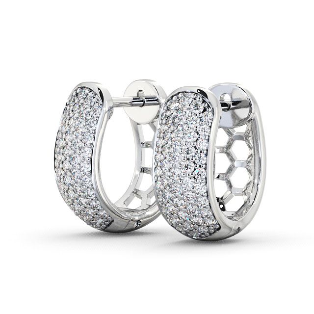 Hoop Round Diamond 0.40ct Earrings 18K White Gold - Ballivor ERG56_WG_SIDE