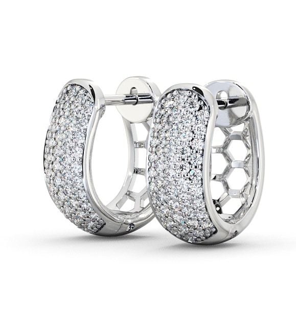 Hoop Round Diamond 0.40ct Huggie Style Earrings 18K White Gold ERG56_WG_THUMB1 