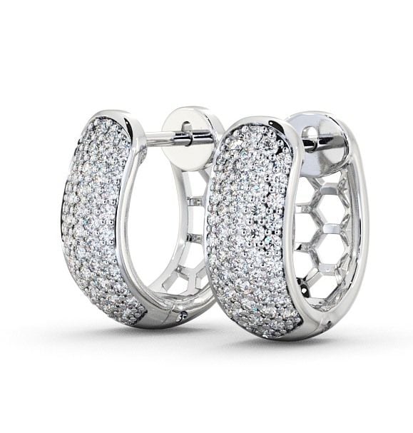 Hoop Round Diamond 0.40ct Huggie Style Earrings 18K White Gold ERG56_WG_THUMB1