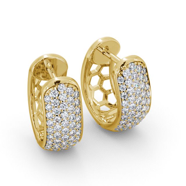 Hoop Round Diamond 0.40ct Earrings 9K Yellow Gold - Ballivor ERG56_YG_FLAT