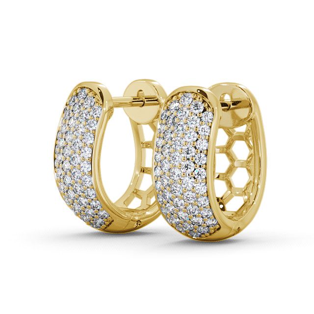 Hoop Round Diamond 0.40ct Earrings 9K Yellow Gold - Ballivor ERG56_YG_SIDE
