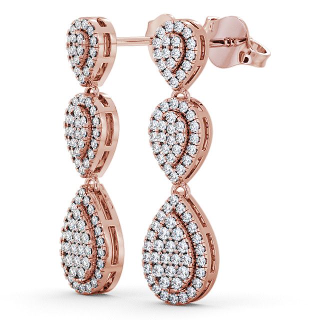 Drop Round Diamond 0.70ct Earrings 9K Rose Gold - Lamorna ERG57_RG_SIDE