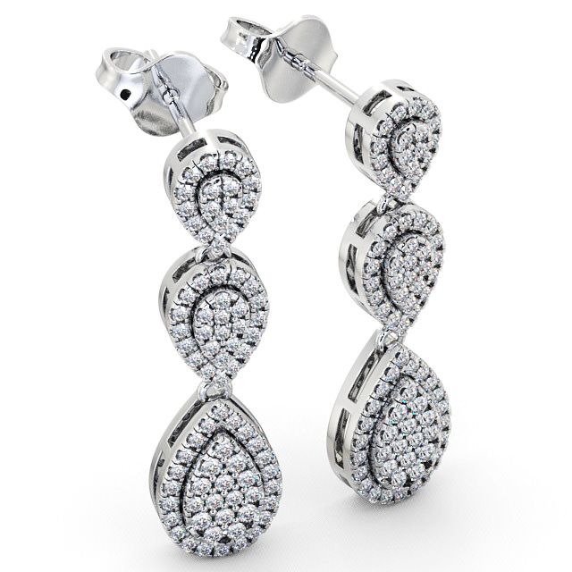 Drop Round Diamond 0.70ct Earrings 18K White Gold - Lamorna ERG57_WG_FLAT