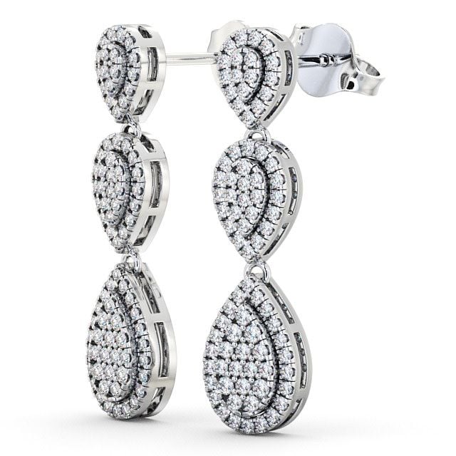 Drop Round Diamond 0.70ct Earrings 18K White Gold - Lamorna