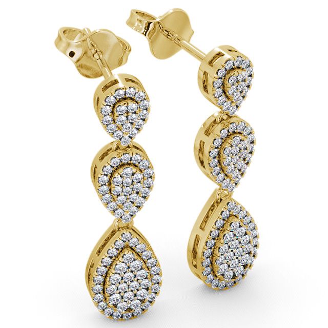 Drop Round Diamond 0.70ct Earrings 9K Yellow Gold - Lamorna ERG57_YG_FLAT