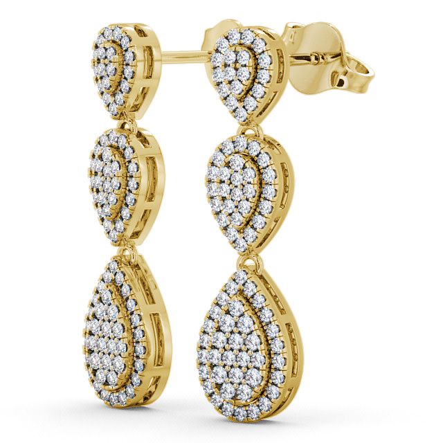 Drop Round Diamond 0.70ct Earrings 18K Yellow Gold - Lamorna ERG57_YG_SIDE