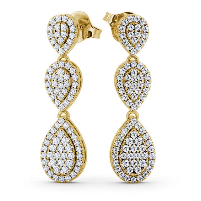 Drop Round Diamond 0.70ct Earrings 9K Yellow Gold - Lamorna ERG57_YG_UP