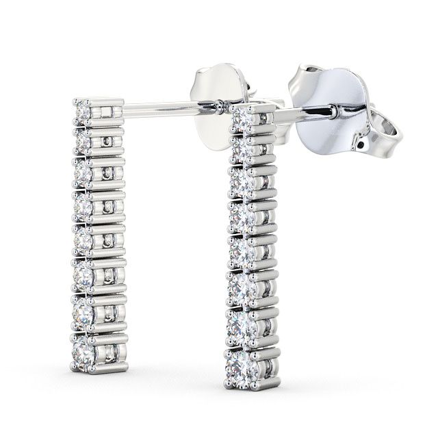 Journey Round Diamond Earrings 18K White Gold - Pinsley ERG58_WG_SIDE