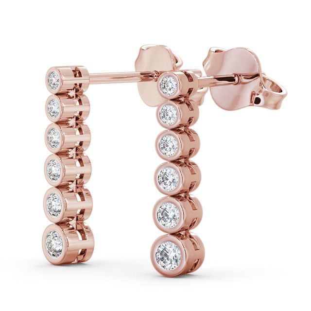 Journey Round Diamond Earrings 18K Rose Gold - Seton ERG59_RG_SIDE