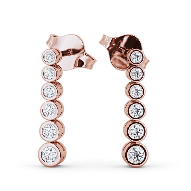 Journey Round Diamond Earrings 18K Rose Gold - Seton ERG59_RG_UP