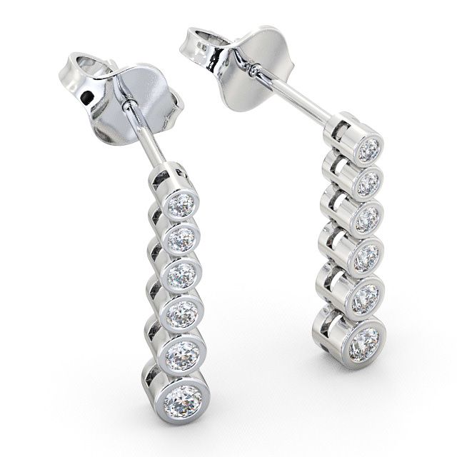 Journey Round Diamond Earrings 18K White Gold - Seton ERG59_WG_FLAT