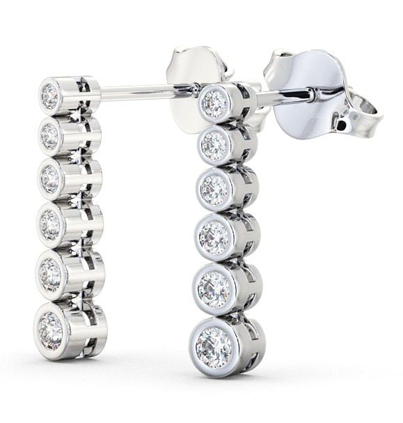 Journey Round Diamond Bezel Set Earrings 18K White Gold ERG59_WG_THUMB1