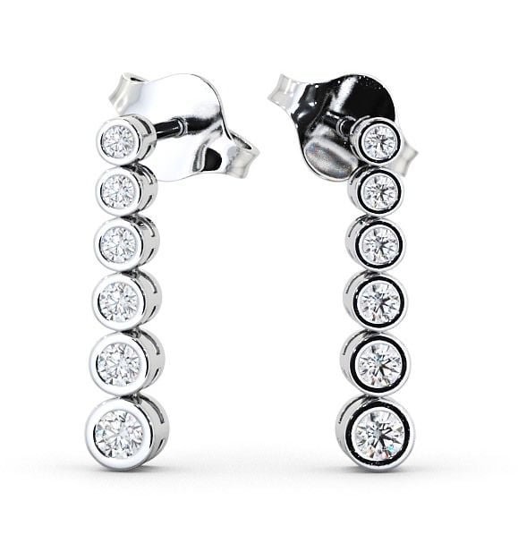 Journey Round Diamond Bezel Set Earrings 18K White Gold ERG59_WG_THUMB2 