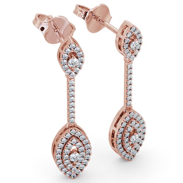 Drop Round Diamond 0.50ct Earrings 18K Rose Gold - Synton ERG60_RG_FLAT