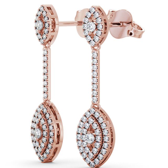 Drop Round Diamond 0.50ct Earrings 18K Rose Gold - Synton ERG60_RG_SIDE