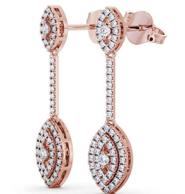 Drop Round Diamond 0.50ct Cluster Style Earrings 9K Rose Gold ERG60_RG_THUMB1 