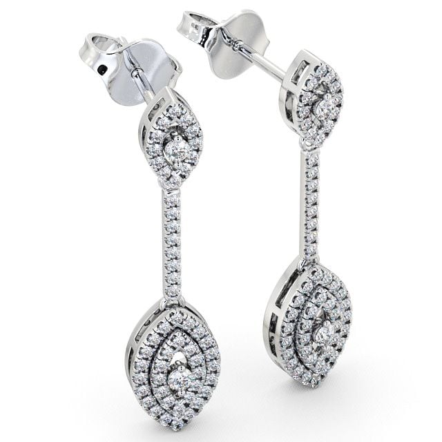 Drop Round Diamond 0.50ct Earrings 9K White Gold - Synton ERG60_WG_FLAT