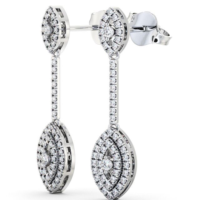 Drop Round Diamond 0.50ct Earrings 9K White Gold - Synton ERG60_WG_SIDE