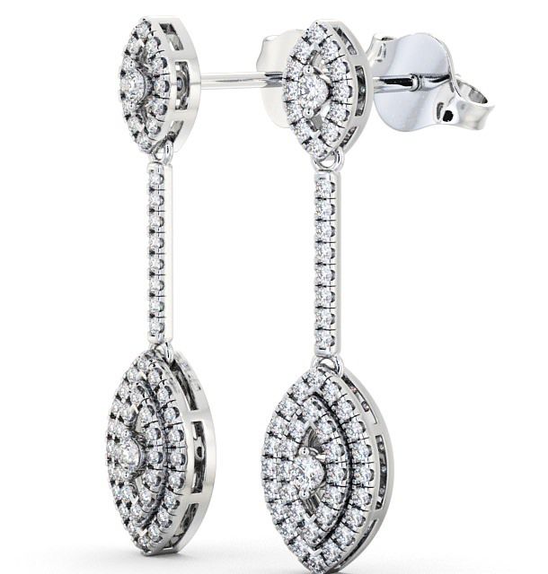 Drop Round Diamond 0.50ct Cluster Style Earrings 18K White Gold ERG60_WG_THUMB1