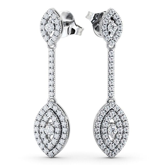 Drop Round Diamond 0.50ct Earrings 9K White Gold - Synton ERG60_WG_UP
