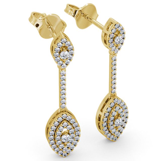 Drop Round Diamond 0.50ct Earrings 9K Yellow Gold - Synton ERG60_YG_FLAT