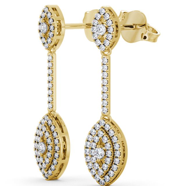 Drop Round Diamond 0.50ct Earrings 9K Yellow Gold - Synton ERG60_YG_SIDE