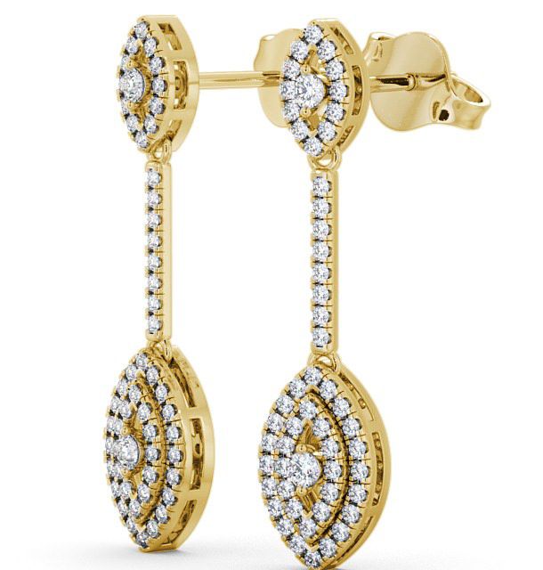 Drop Round Diamond 0.50ct Cluster Style Earrings 18K Yellow Gold ERG60_YG_THUMB1 