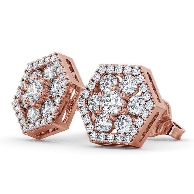 Cluster Round Diamond Earrings 9K Rose Gold - Trevail ERG61_RG_SIDE